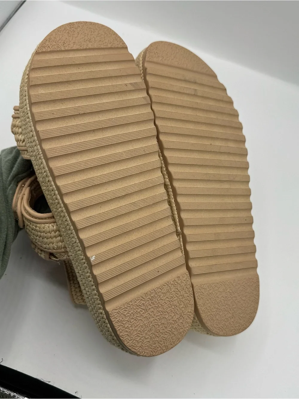 Steve Madden Big Mona Chunky Platform Sandal Natural Raffia size 11 NEW